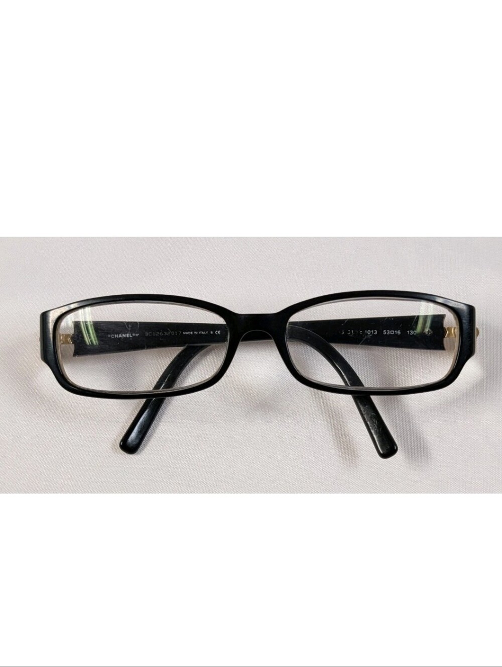 Chanel 3131 c.1013 Eyeglasses Frames Black Beige Camellia Logo 53-16-130